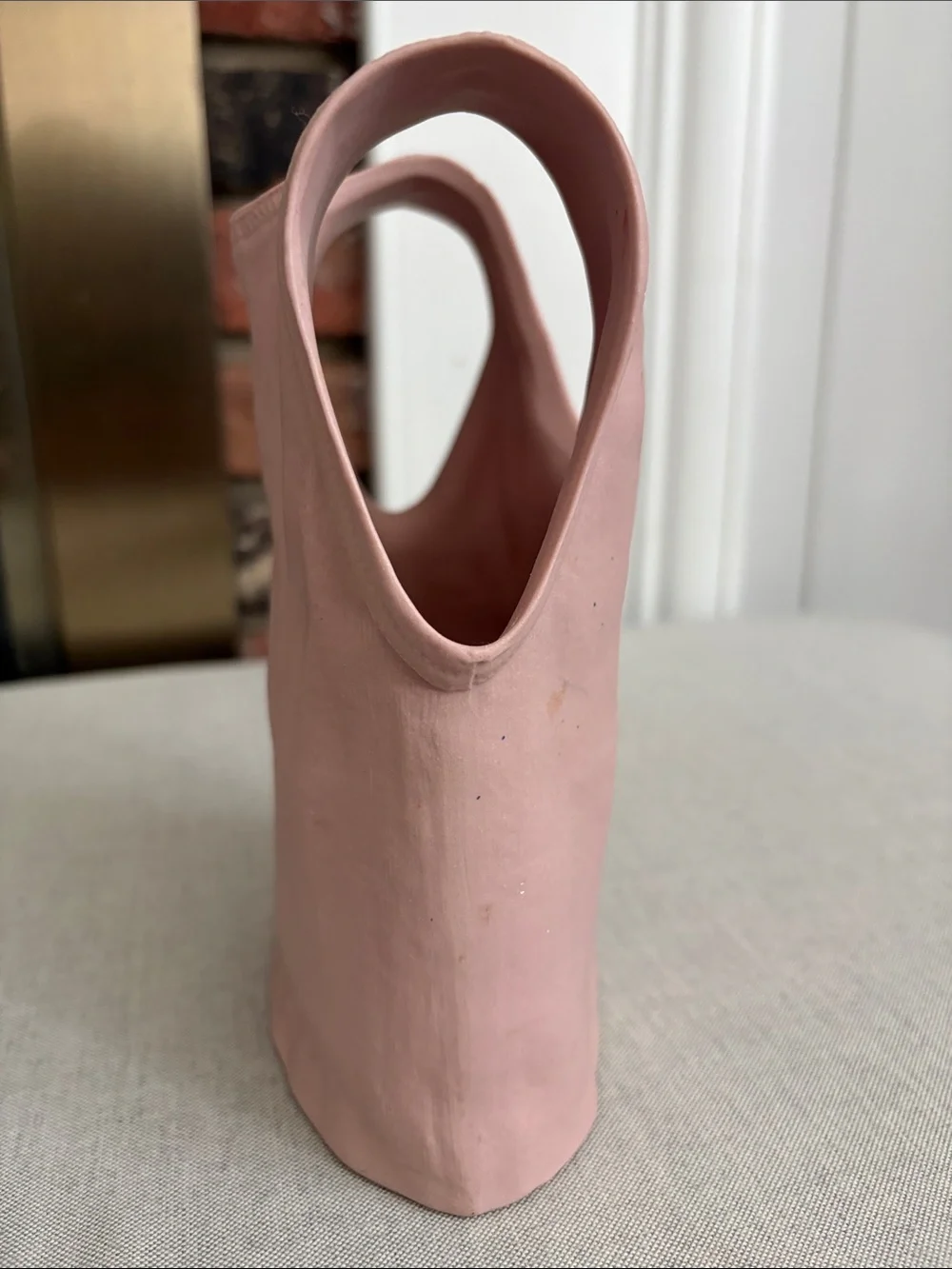 7.5” Pop Art Pink Ceramic Tank T-Shirt Vase Sculpture by Michel Harvey Vintage